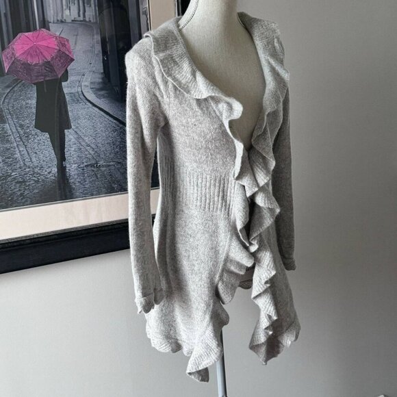 Gorgeous Boho Wool Blend Asymmetrical Cardigan - Size Small - Picture 3 of 11